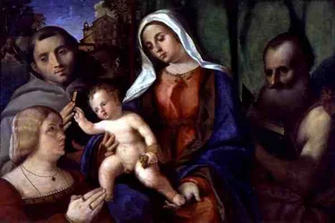 Sacra Conversazione com um Doador (óleo sobre painel)