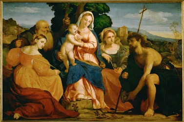A Virgem Maria com o Menino e os Santos (madeira de choupo)