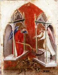Políptico do Apocalipse: painel interior esquerdo. A colheita. Detrempe sobre madeira de Jacobello Alberegno (1367-1397 aprox.) 1360-1390. Gallerie dell