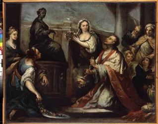 "A Idolatria do Rei Salomão" Salomão abandona-se no amor das mulheres e dos ídolos. Pintura de Jacopo Amigoni (1675-1752) 1739 aproximadamente Museu Hermitage, São Petersburgo