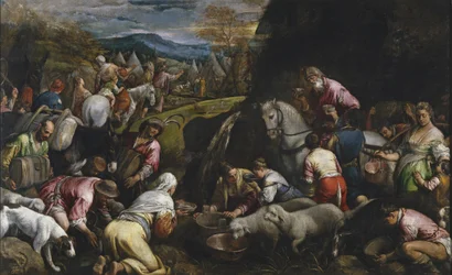 Moses golpeando a água da rocha