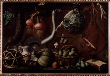 Aparador com louça e comida (Pintura