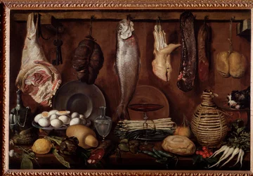 Armazém com comida e serviços de mesa (pintura