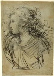 Visão de Meia Comprimento da Mulher de Perfil à Esquerda (reto); Visão de meio comprimento da figura em perfil de três quartos (verso)