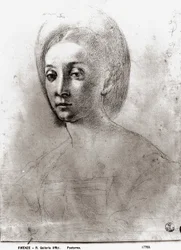 Cabeça de uma mulher (giz no papel)