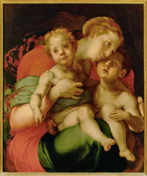 Nossa Senhora, o Menino Jesus e o jovem São João Batista (pintura sobre madeira)