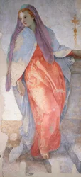 A Anunciação de Giacomo Carucci, conhecido como Pontormo (1494-1557), fresco, pormenor, Capela Capponi, Igreja de Santa Felicita, Florença