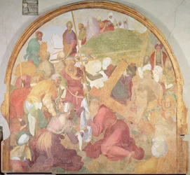 O Caminho do Calvário, lunette do ciclo do afresco da Paixão