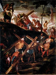 La Montee au Calvary (O Caminho da Cruz) (O Transporte da Cruz) Pintura de Jacopo Robusti dit le Tintoret (Tintoretto) (1518-1594) 1566-1567 Sol. 515x390 cm venise, scuola di san Rocco