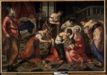 La nativite de Saint Jean Baptiste (A natividade de São João Baptista). Peinture du Tintoret (Jacopo Robusti dit Tintoretto