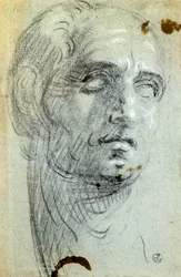 Cabeça masculina por Jacopo Robusti conhecido como Tintoretto (1518-1594), desenho