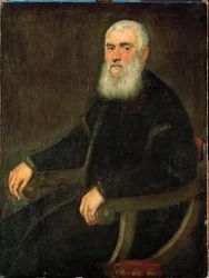 Homem de barba branca num cadeirão (óleo sobre tela)