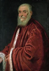 Retrato do Senador Marco Grimani (1494-1544), de Tintoretto, Jacopo (1518-1594). Óleo sobre tela, c. 1580. Dimensão : 96x60 cm. Museu de História de Arte, Vienne
