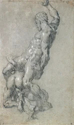 Sansão, matando os filisteus (carvão no papel)