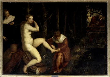 Suzanne in the bath Painting by Jacopo Robusti dit Le Tintoret (Il Tintoretto) (1518-1594) 16th century Sun. 1,67x2,38 m Paris, Musee du Louvre