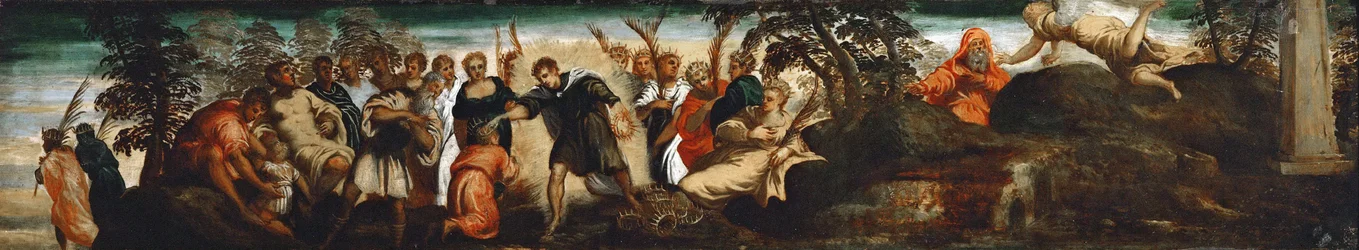 A Predição para David - Jacopo Tintoretto (1518-1594). Óleo sobre madeira, ca. 1545. Dimensão : 29x153,5 cm. Museu de História de Arte, Vienne