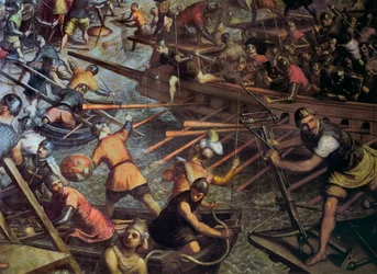 A captura de Constantinopla em 1204 (Episódio da 4ª Cruzada (Detalhe) Pintura de Jacopo Robusti (Tintoretto) (1518-1594).
