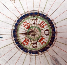 Ponto de bússola, mapa renascentista da Europa, Jacopo Russo (depois) 1528