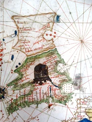 Inglaterra, País de Gales e Escócia, de um mapa renascentista da Europa, Jacopo Russo (depois), 1528
