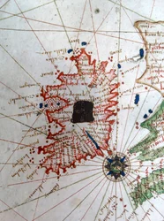 Irlanda, detalhe de um mapa renascentista da Europa, Jacopo Russo (depois), 1528