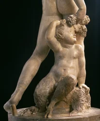Bacchus, detalhe da metade inferior, escultura de Jacopo Sansovino (1486-1570) (mármore) (ver também 79847)