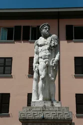 Estátua, de, hercules, por, jacopo sansovino, Brescello, província, de, emilia romagna, itália