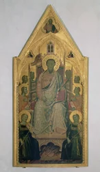 São Bartolomeu entronizado com anjos (têmpera no painel)
