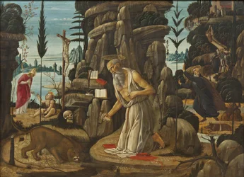 São Jerônimo Penitente - O Penitente São Jerônimo, de Jacopo del Sellaio (1442-1493). Óleo sobre madeira. Dimensão : 66,5x91,5 cm. Nationalmuseum Estocolmo