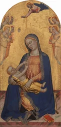 Madonna e criança com Deus o Pai Bênção e Anjos