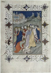 MS 11060-11061 Horas da Cruz: Matin e Laudes, A traição de Judas, dos &39;Três riquezas Heures du Duc de Berry&39;
