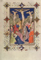 MS 11060-11061 Horas da Cruz: Nenhum, Jesus na Cruz, dos &39;Três riquezas Heures du Duc de Berry&39;