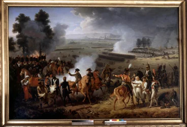 A morte do General Charles Antoine Desaix de Veygoux (1768-1800) na Batalha de Marengo em 14/06/1800 Pintura de Jacques Augustin Catherine (Jacques-Augustin-Catherine) Pajou (1766-1828) 1800 Boissy saint Leger, Chateau de Grosbois
