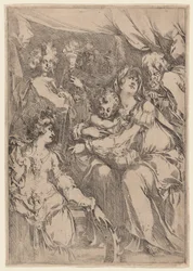 A Sagrada Família com Santa Catarina, São João Evangelista e um Anjo, 16121616.