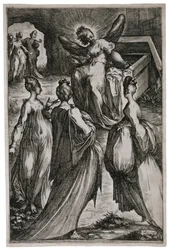 As Mulheres Santas no Sepulcro, 1613-16 (gravura e gravura)