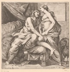 Júpiter e Juno
Cenas mitológicas após frescos no Palazzo Farnese em Roma (título da série)