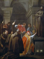 Papa Nicolau V no túmulo de São Francisco de Assis, pintura de Jacques Blanchard (1600-1638)