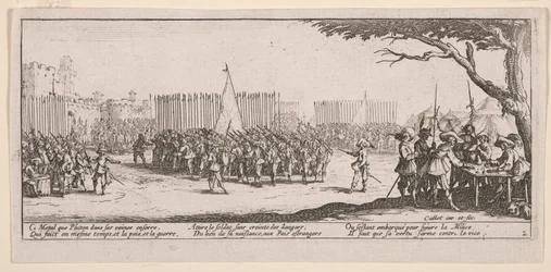 Inscrição das Tropas, ilustração de The Large Miseries of War