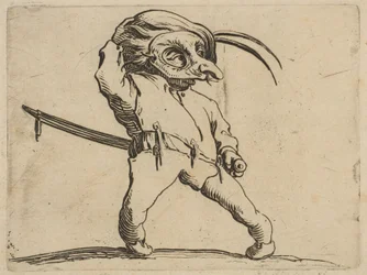 LHomme Masqué aux Jambes monta o homem mascarado com pernas tortas, de Varie Figure ..., 1616-22.