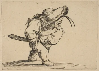 LHomme SAprprantant um filho de Tirer, Sabre Man, preparando-se para desenhar sua espada, de Varie Fig ..., 1616-22.