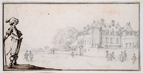 La Romaine, a propriedade de Claude Deruet (giz preto e tinta sobre papel)