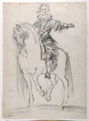 Esboço para Luís XIII a cavalo (giz preto sobre papel)