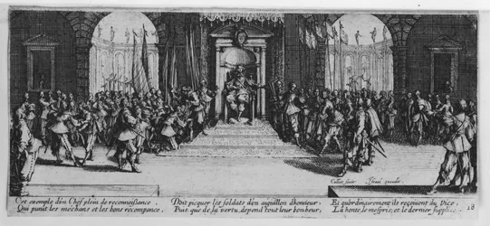 A concessão de honras, placa 18 de "as misérias e infortúnios da guerra", gravada por Israel Henriet (c.1590-1661) 1633