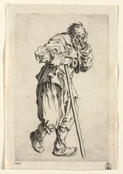 Os Mendigos: Mendigo apoiado em uma vara, c. 1623
