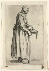 Os mendigos: mulher mendiga com sua tigela de esmolas, c. 1623