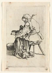 Os Mendigos: Mulher Velha e Gatos, c. 1623