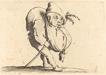 O corcunda com uma bengala