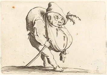 O corcunda com uma bengala