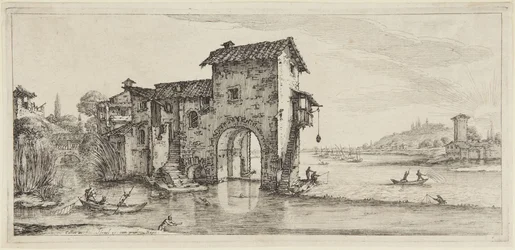 O moinho de água, da série Diverse Vedute Designate in Fiorenza (Diversas paisagens desenhadas em Florença)