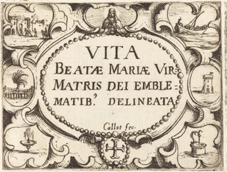 Página de título para "A Vida da Virgem em Emblemas"