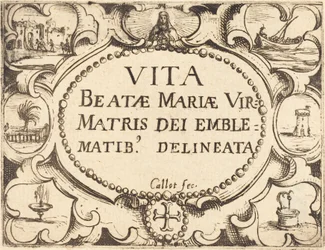 Página de título para "A Vida da Virgem em Emblemas"
